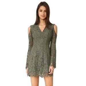 KEEPSAKE Porcelain Green Lace Cold Shoulder Dress - Size S